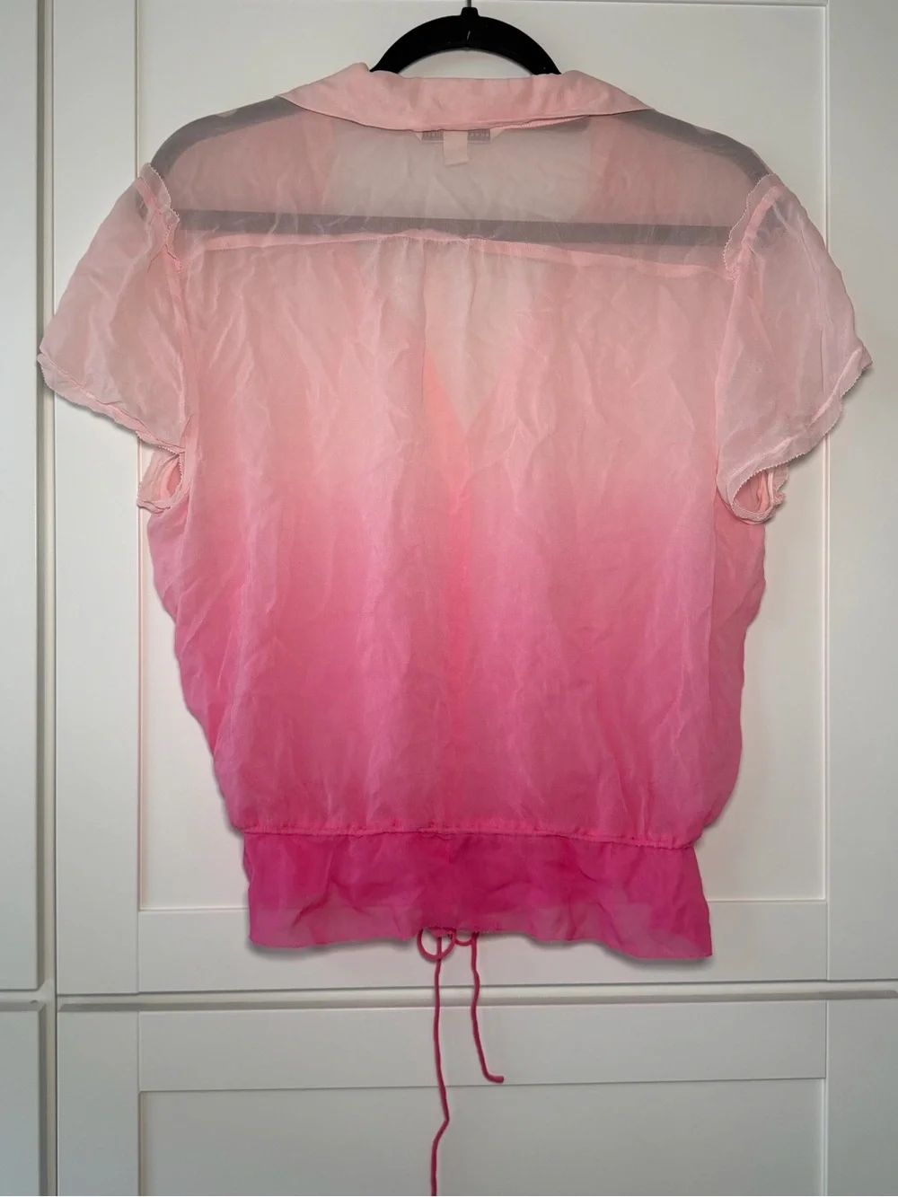 Y2K Banana Republic Sheer Ombre Button Up Crop Top Cinched Fairy Boho Chic 2010s - Picture 4 of 4